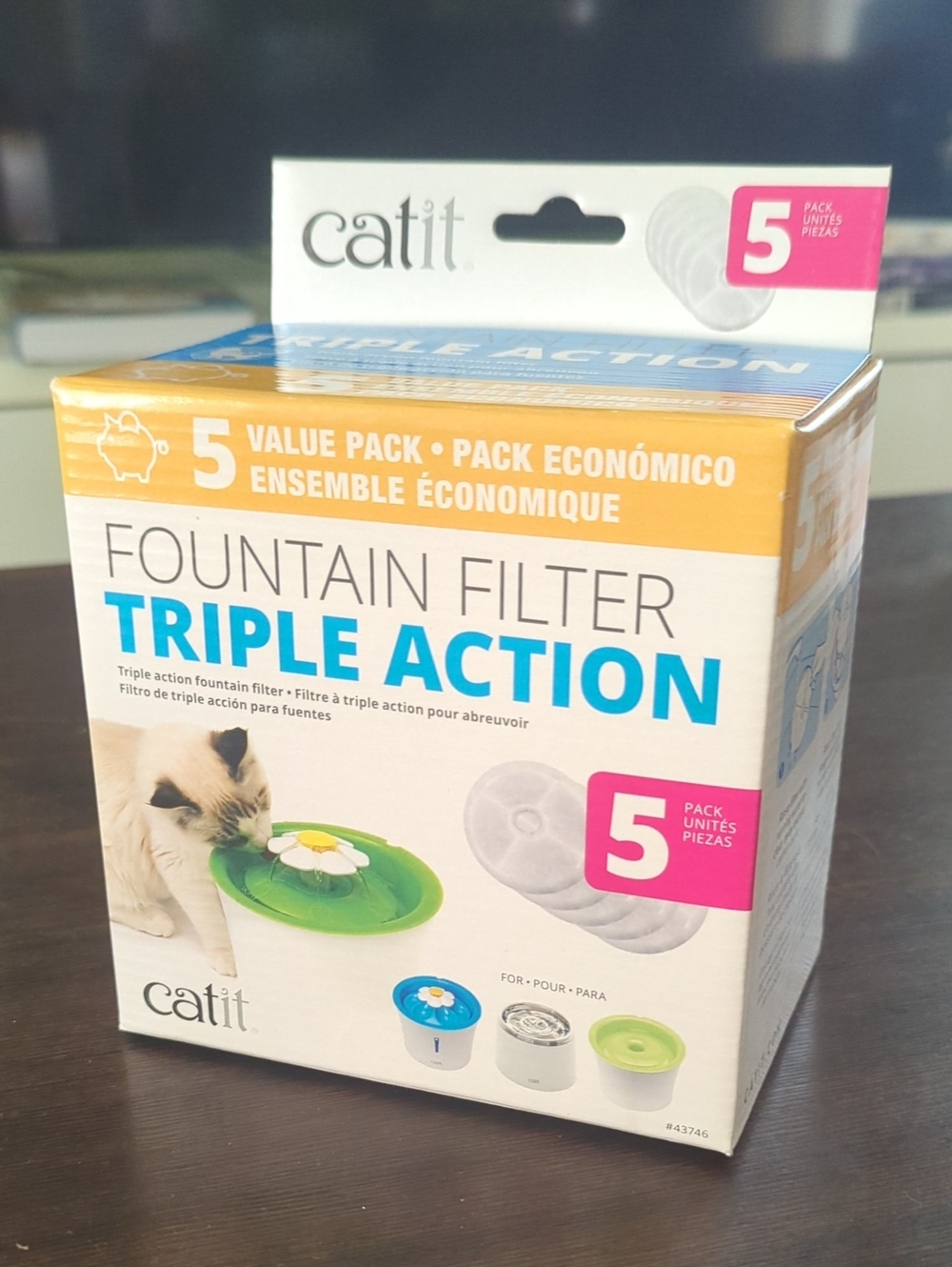 Triple Action Fountain Filter - 5 Pack (White)